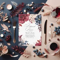 Burgundy, Navy & Blush Wine Theme Rehearsal Dinner Invitation