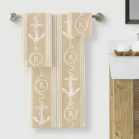 Nautical Anchor Rope Beach Sand Monogram Bath Towel Set