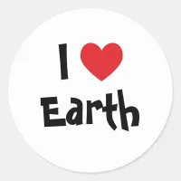 I Love Earth Classic Round Sticker