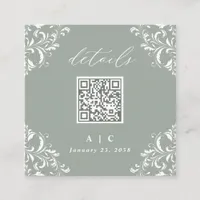 Elegant Sage Green QR Code Wedding Details Enclosure Card