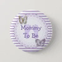 Purple Butterfly Grandma  to be baby shower button