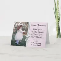 Beautiful Pink Snowflake Personalized Christmas Holiday Card