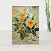 Vintage Roses Collage Thanks Thank You Card