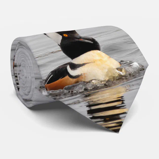 A Surprised Hooded Merganser Neck Tie