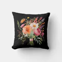 Pretty Floral Bouquet Hand-Tied Bunch of Flowers Throw Pillow