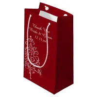 Red Christmas Tree Winter Wedding Thank You Small Gift Bag