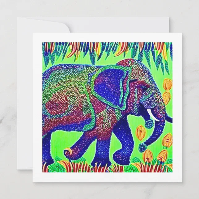 Elephant pointillist card
