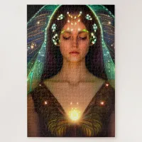 Glowing Goddess of Light Digital Fantasy Art 007 Jigsaw Puzzle