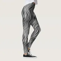 Greyscale Abstract Swirly Stripe Leggings