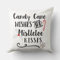 candy cane wishes and mistletoe kisses throw pillow