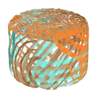 Orange, Brown, Teal and Turquoise Abstract Art     Pouf