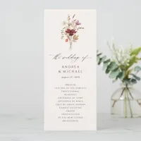 Boho Wildflower Elegant Fall Wedding Program