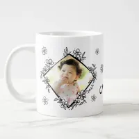 Floral Frame Personalized Picture Gift Giant Coffee Mug