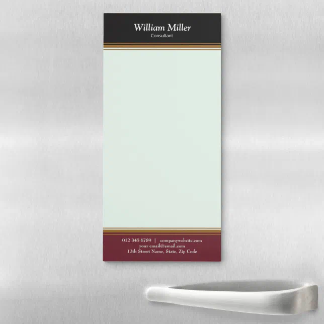 Modern Minimalist Black Maroon Stripes Magnetic Notepad