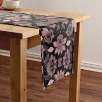 Elegant pink on black lace in vintage style  short table runner