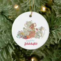 Happy Jolabokaflod Mouse Family Christmas Ceramic Ornament