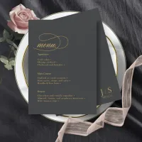 Simple Elegance Wedding Menu Charcoal ID1022