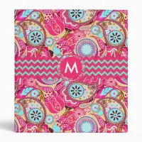 Paisley Chevron Monogram Pink PCMX 3 Ring Binder