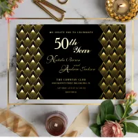 Modern Retro black and gold 50th Anniversary Foil Invitation