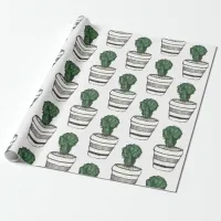 Potted Succulent Cactus Houseplant Wrapping Paper