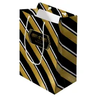 Christmas Stripe Pattern Gold ID862 Medium Gift Bag