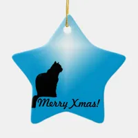 Ornament/Star - Cat silhouette Ceramic Ornament