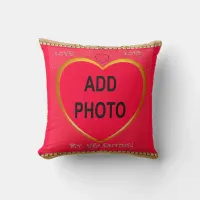 Valentine Heart Frame Add Your Photo Throw Pillow