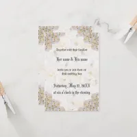 Romantic white roses wedding invitation