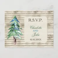 Rustic Barn Wood Pine Wedding Postcard