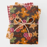 Gingerbread Citrus Spice Gingham Rustic Christmas Wrapping Paper Sheets