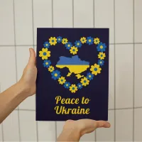 Peace to Ukraine Floral Wreath Flag Map Small Poster