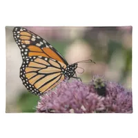 Monarch Butterfly on Pink Flower Cloth Placemat