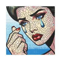 Pretty Pop art Comic Sad Woman with Tears