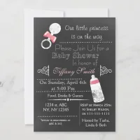 Chalkboard pink Baby shower Invitation