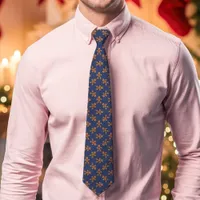 Navy Blue Gingerbread Man Polka Dot Christmas Neck Tie