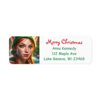 Merry Christmas Pretty Elf Festive Label