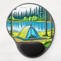 Nature Camping Themed Tent in the Woods Gel Mouse Pad