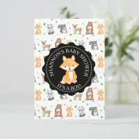 Cute Woodlands Animals Fox Baby Shower   Invitation