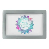 *~* Watercolor Mandala Lotus OM  AUM Symbol Belt Buckle