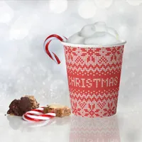 Knitted Stitch Pattern1 Christmas Red ID208 Paper Cups