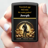 Golden Sunrise Over the Egg Farmer at Dawn Zippo Lighter