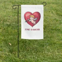 Cupid on Red Heart Garden Flag