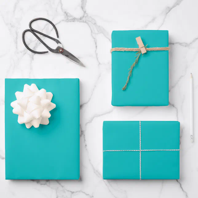 Turquoise Aqua Solid Color Wrapping Paper Sheets