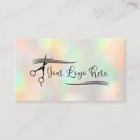 Pastel Peach Holographic Gradient Logo Business Card