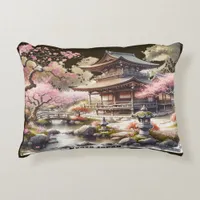 Tranquil Kyoto Japan Watercolor Sketch | Accent Pillow