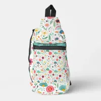 Whimsical Flower Garden on White Print Cut Sew Bag