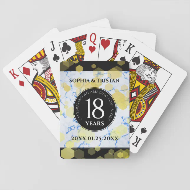 Elegant 18th Porcelain Wedding Anniversary Poker Cards