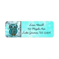 Cute Whimsical Hand Drawn  Owl Label