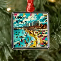 Cancun, Mexico with a Pop Art Vibe Metal Ornament