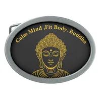 Golden Buddha Statue in Calm Setting Belt Buckle